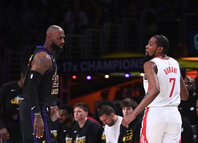 杜兰特带伤难挽败局 詹姆斯率湖人双杀火箭